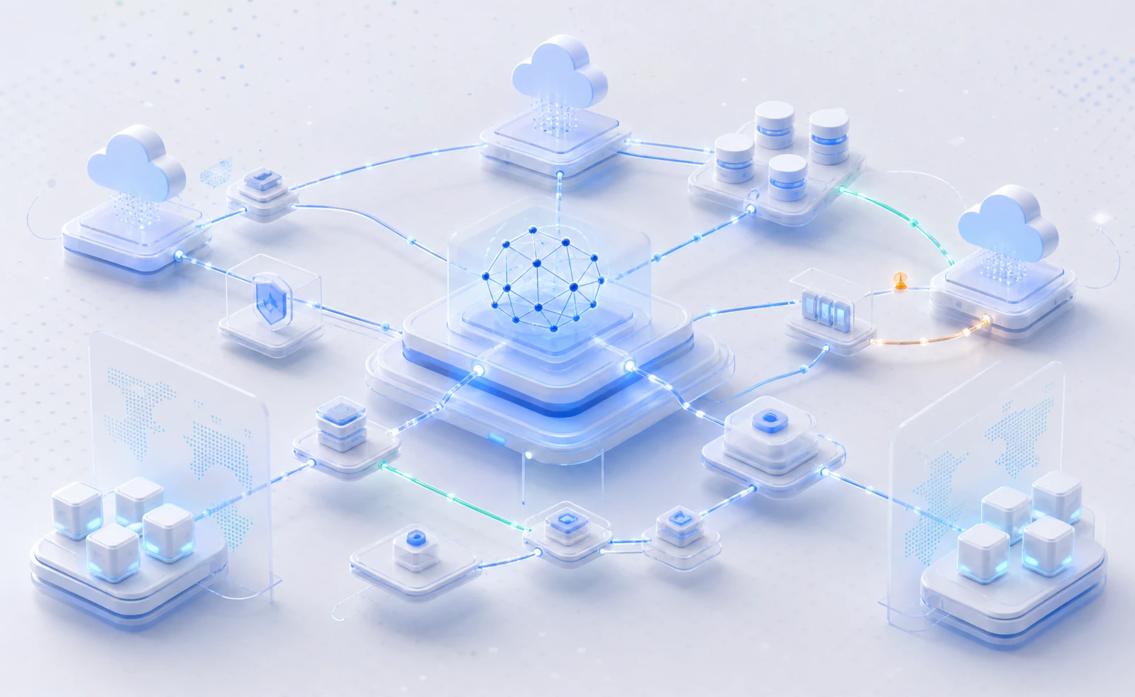 Illustrated cloud infrastructure digital twin with connected service nodes